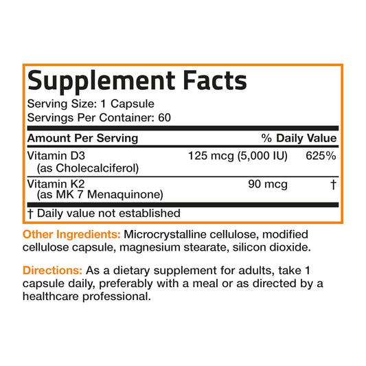 Bronson Vitamin D3+K2 (MK7)