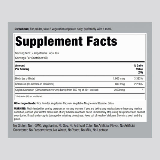 Ceylon Cinnamon Capsules (with chromium & Biotin)