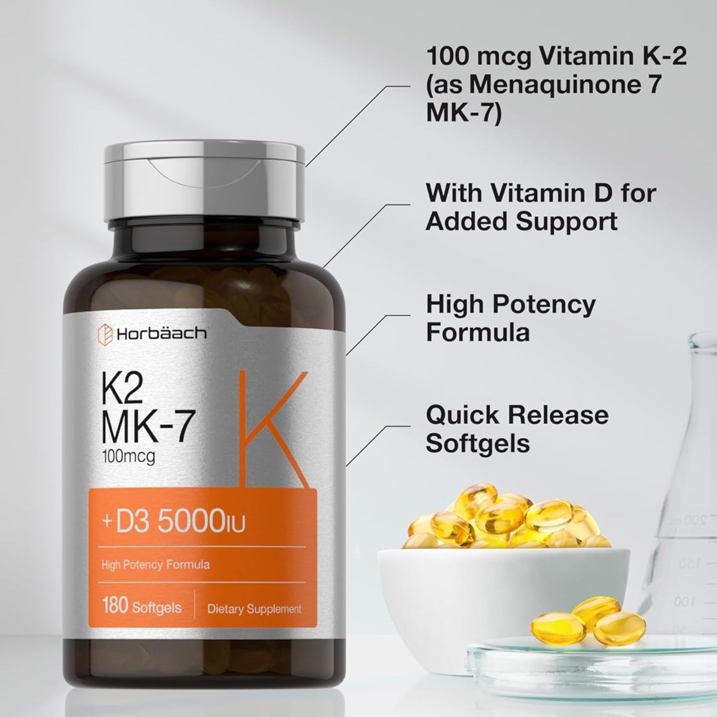 Vitamin D3 & K2 5000iu & 100mcg MK-7 Complex