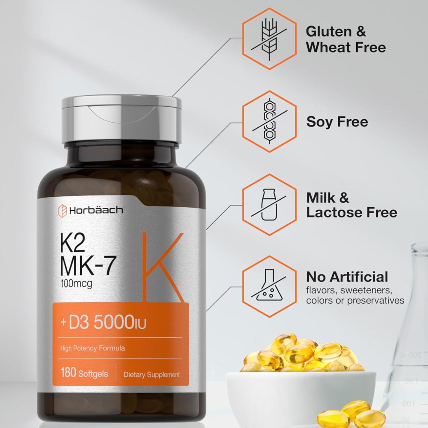 Vitamin D3 & K2 5000iu & 100mcg MK-7 Complex